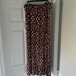 Printed Skirt - long/maxi, spandex, pull-on, large
